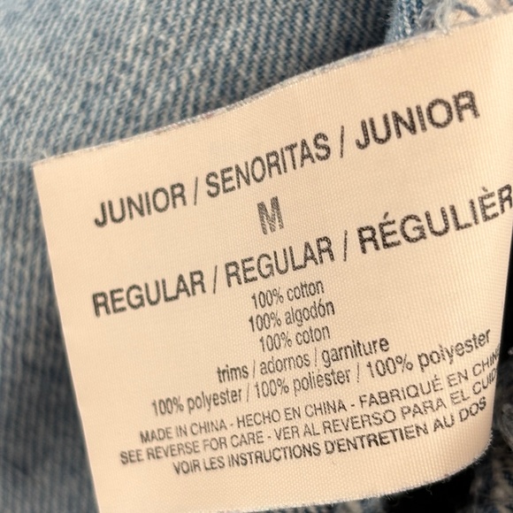 L.E.I. Sherpa Collar Denim Jacket Juniors M Blue Jean Trucker Plaid Lined Vtg - Picture 9 of 10